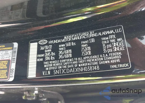 2022 Hyundai Santa Cruz Sel z USA, uszkodzony, nr VIN 5NTJCDAEXNH038148